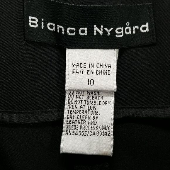 Bianca Nygard Pants Women's Nylon Size 10 Black Mid Rise Zipper Button Closure - Picture 11 of 12
